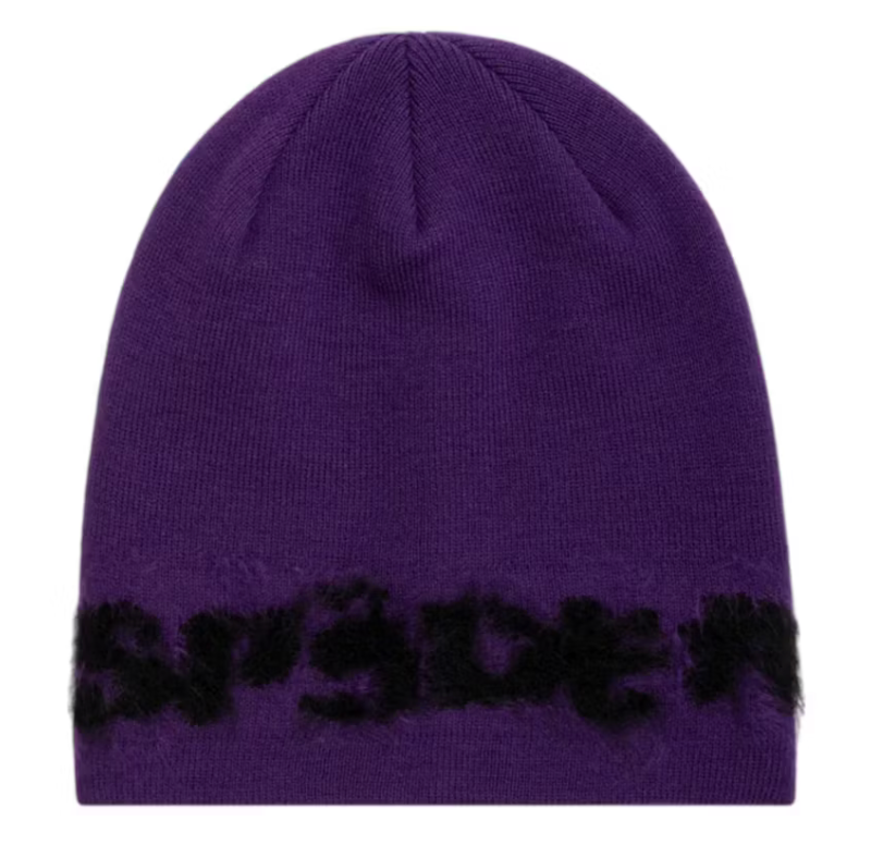Sp5der Fuzzy Logo Mohair Beanie Purple